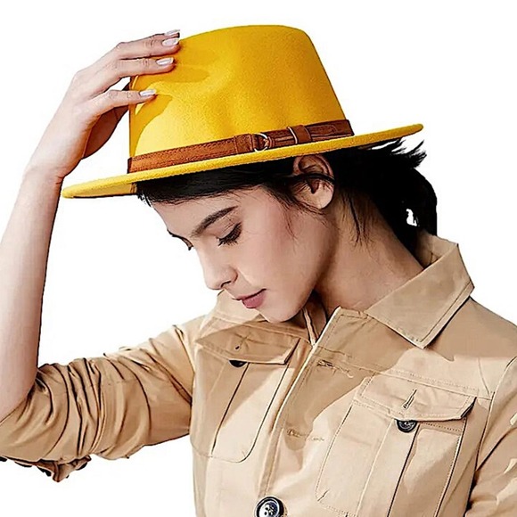 Fedora White Hat Unisex Classy Chic Men Women Buckle Strap - Picture 3 of 14